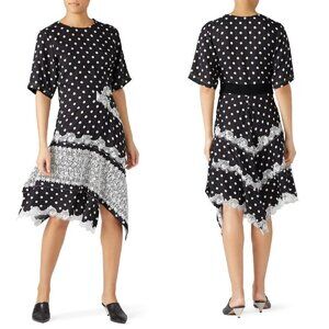 Koche Polka Dot Panel Black Midi Dress $665
